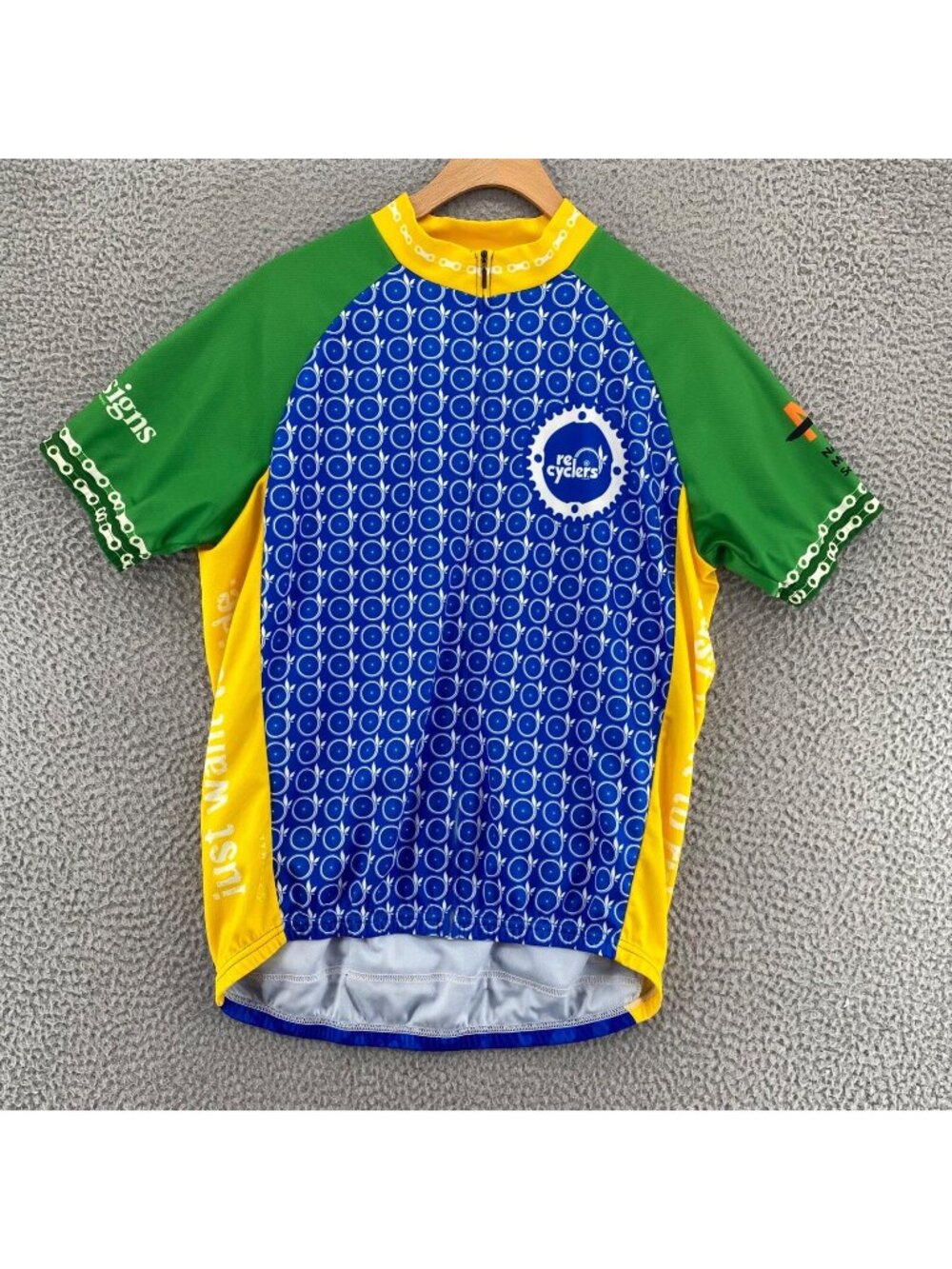 Primal Jersey Men Large Blue Multi Colorblock ReCyclers Cycling Short Sleeve Zip